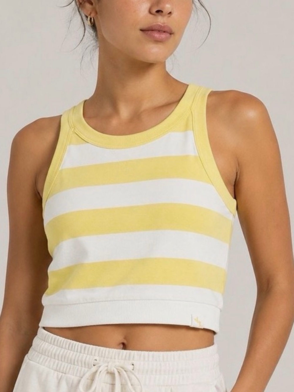 JoyLab Yellow and White Striped Cropped Tank